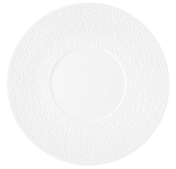 Teller flach 33 cm Relief breit Nori weiss