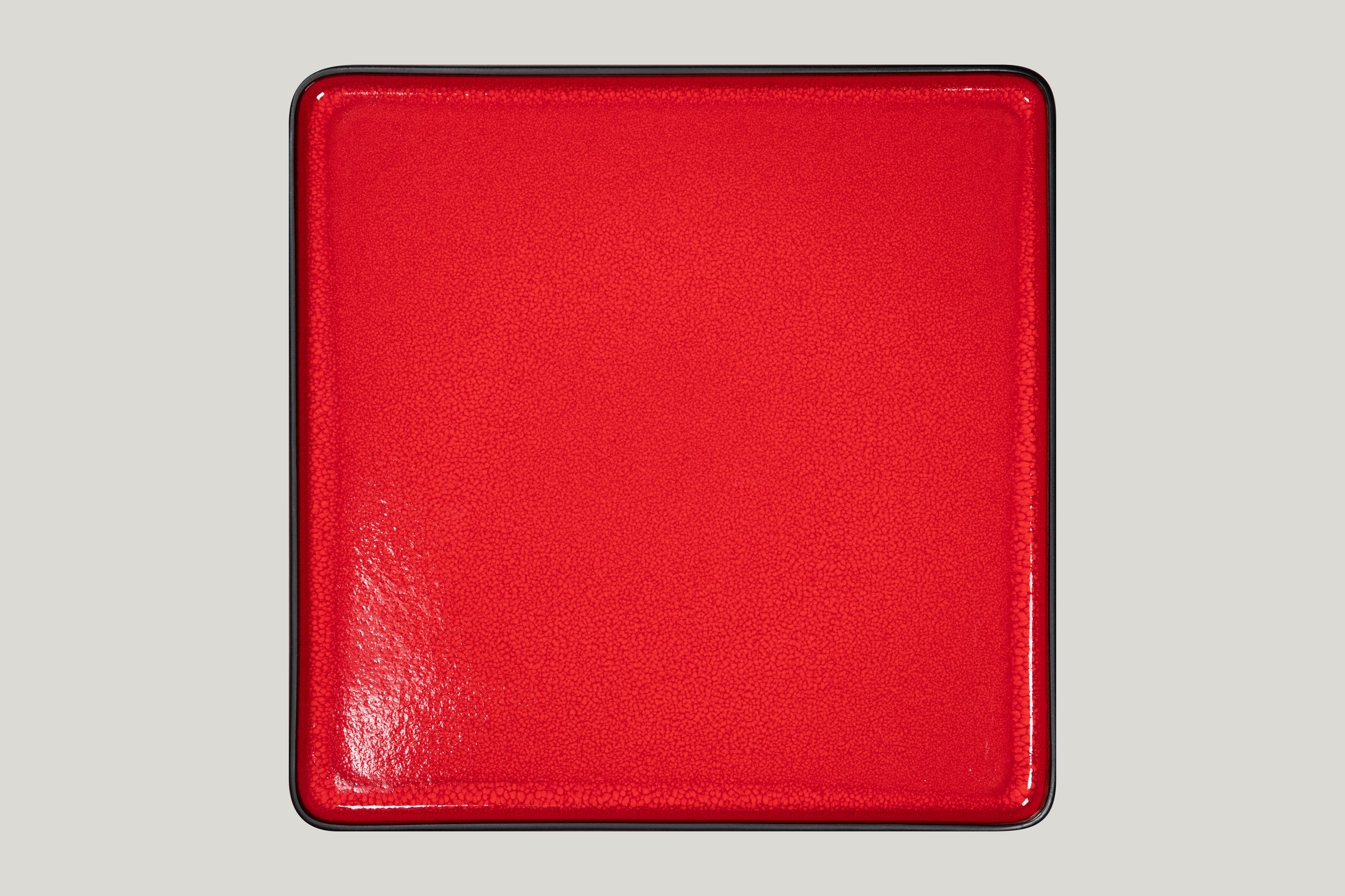 Teller flach quadratisch 32x32x2,3cm Fractal FIRE red