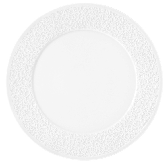 Teller flach 33 cm Relief schmal Nori weiss