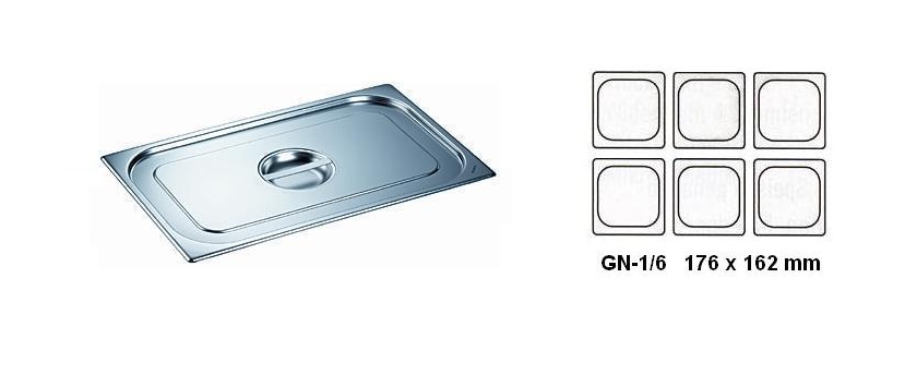 GN-Deckel 1/6 mit Griffmulden 18/10