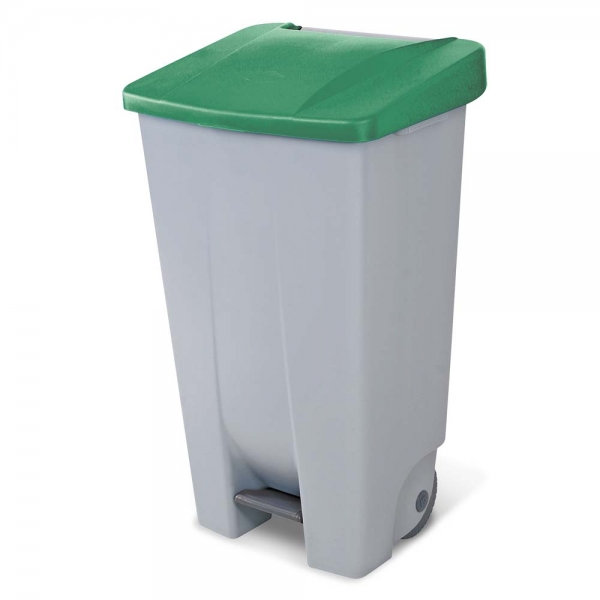 152781 Tretabfalleimer 120l grau mit Rollen Deckel grün