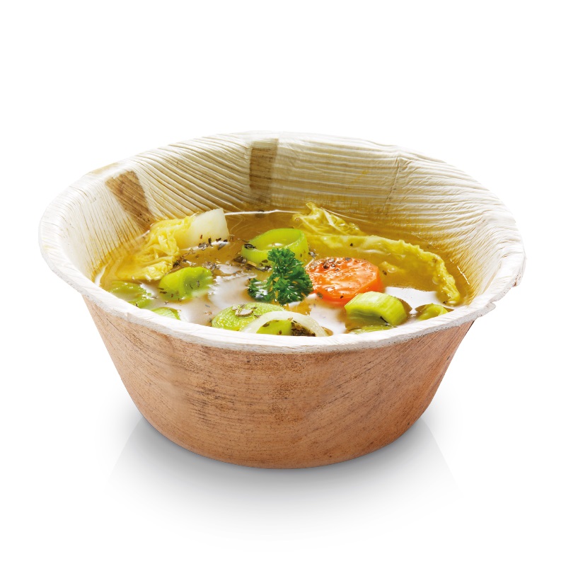 160140 25 Stück Bio-Schale rund 15x5cm 400ml Palmblatt