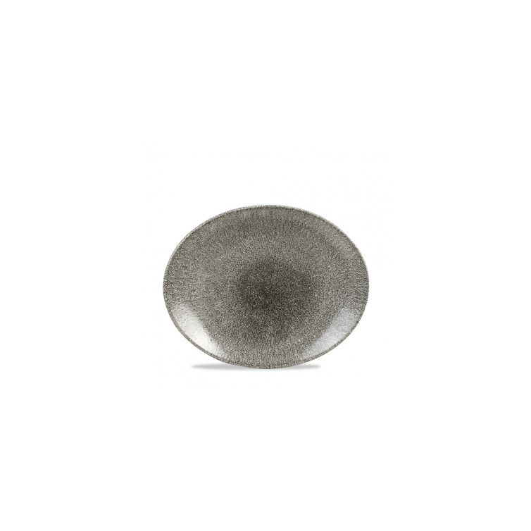 Platte oval coup 27x23cm RAKU quartz black