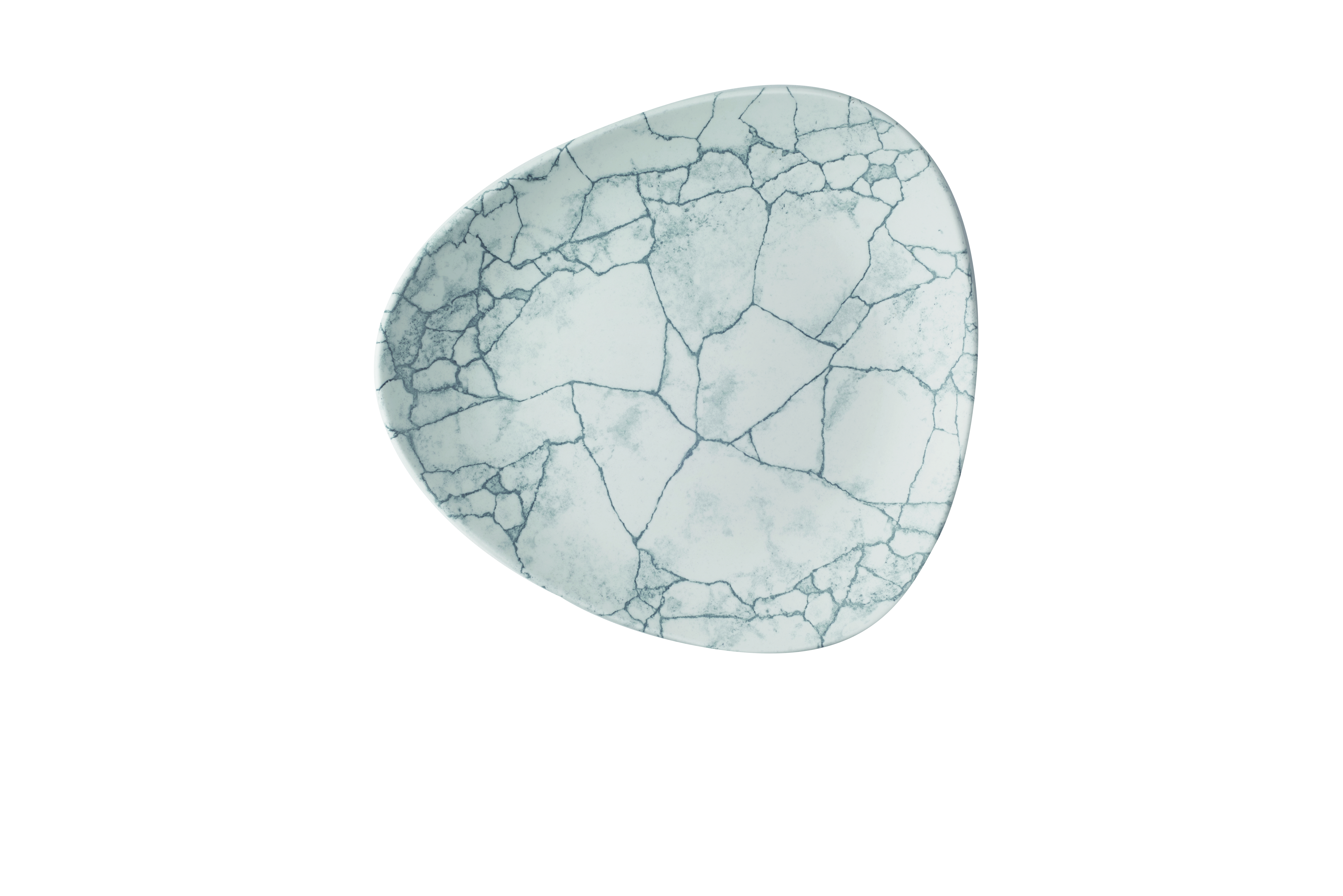 Teller flach dreieckig 26,5cm KINTSUGI pearl grey