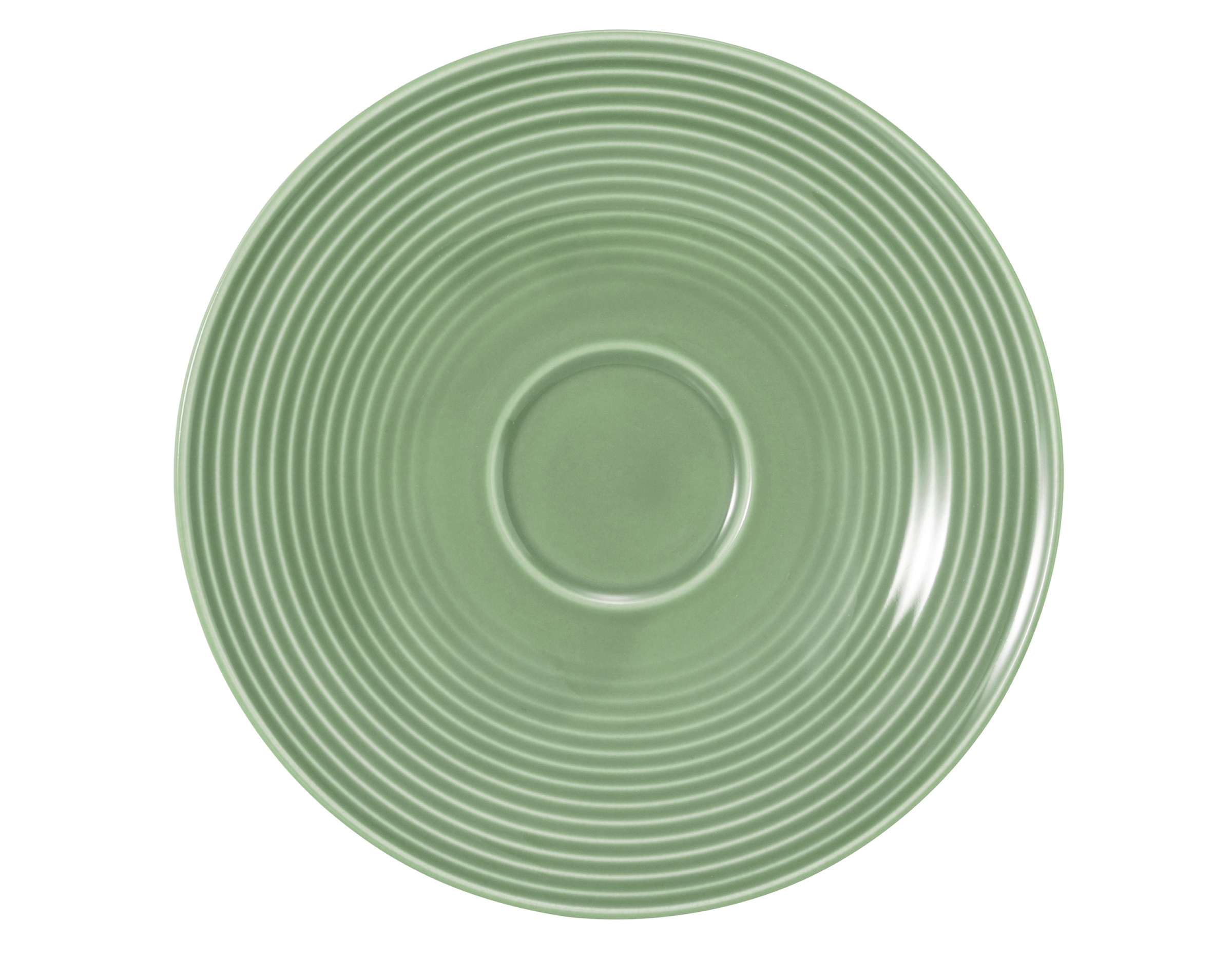 Kombiuntertasse rund mit Relief groß 16,5cm BEAT salbeigrün