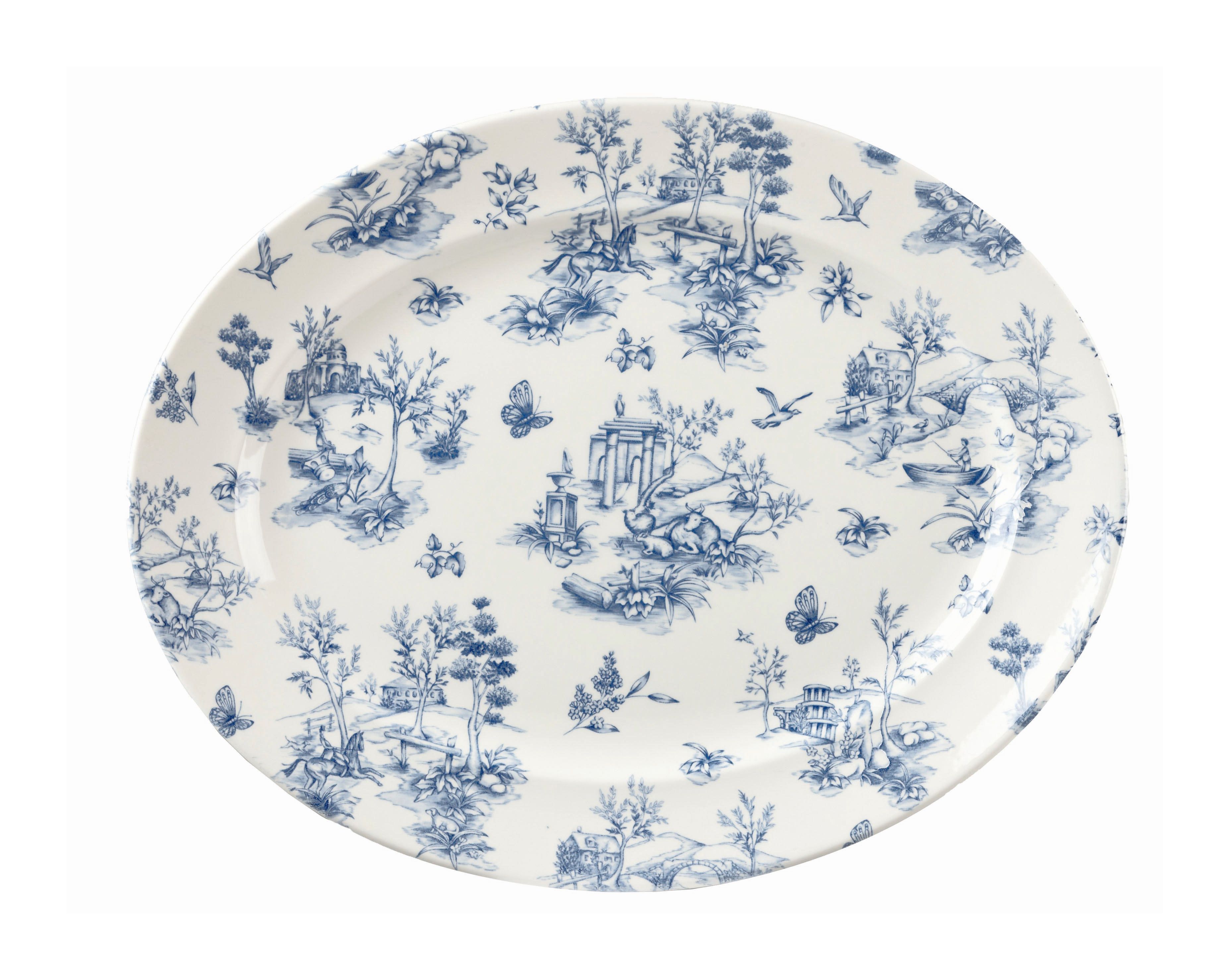 123051 Platte oval 37x29cm VINTAGE PRINTS prague toile