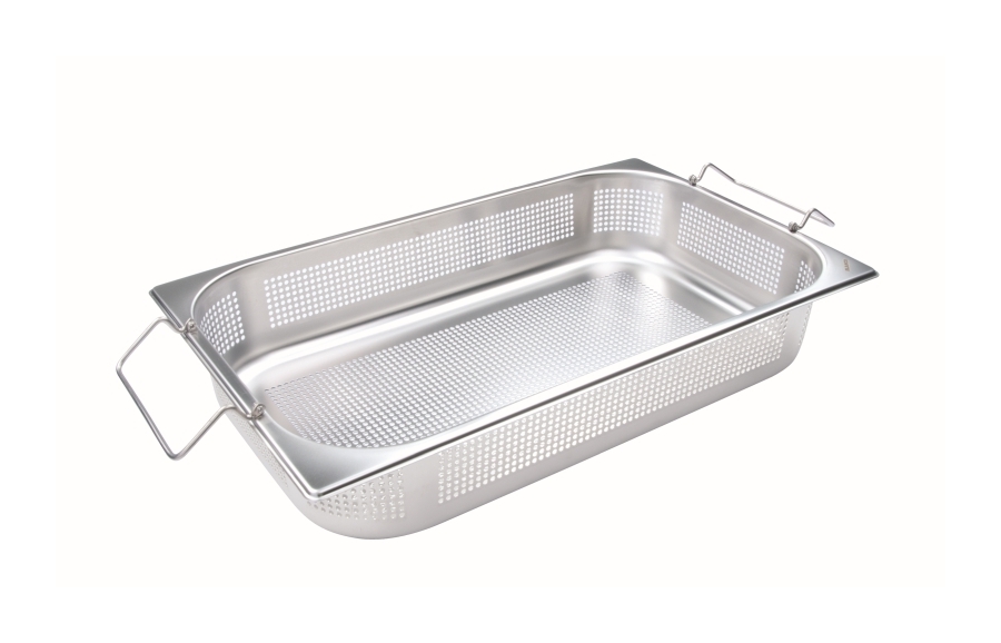 GN-Kocheinsatz 1/2-95 gelocht mit Griffen 18/10