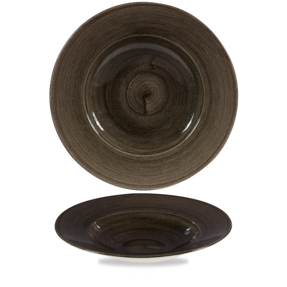 Teller tief breite Fahne 28cm STONECAST PATINA iron black