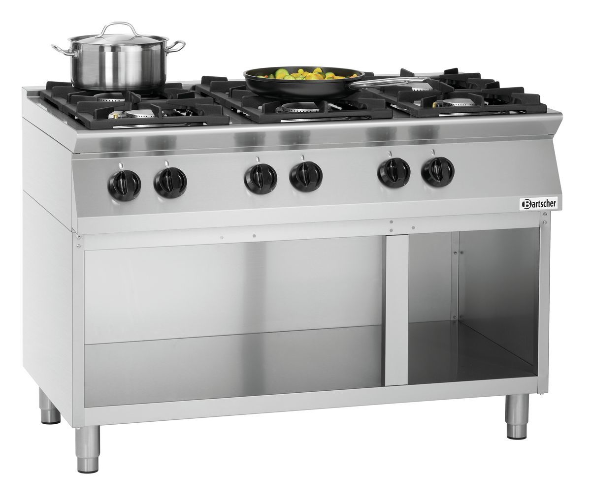 Gasherd 6 Brenner Unterbau offen