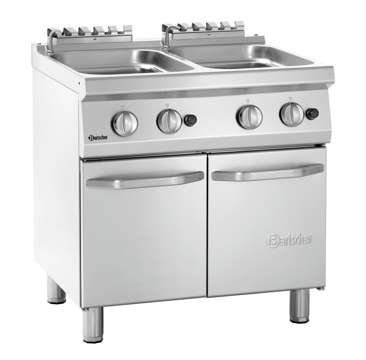 Gas-Teigwarenkocher 2x 2/3GN Becken a 24L mit Unterschrank
