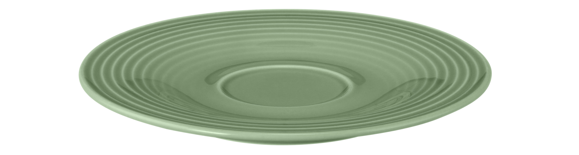 Kombiuntertasse rund mit Relief klein 13,5cm BEAT salbeigrün